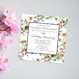 Eleganta solros blomster bröllop årsdag inbjudningar