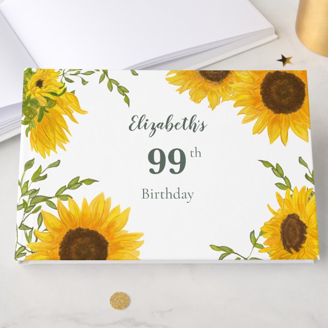 Eleganta solrosor 99-årsdag Gästbok (Skapare uppladdad)