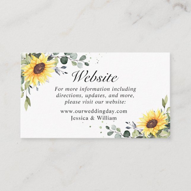 Eleganta solrosor Eukalyptusblad Webbplats Tilläggskort (Framsida)