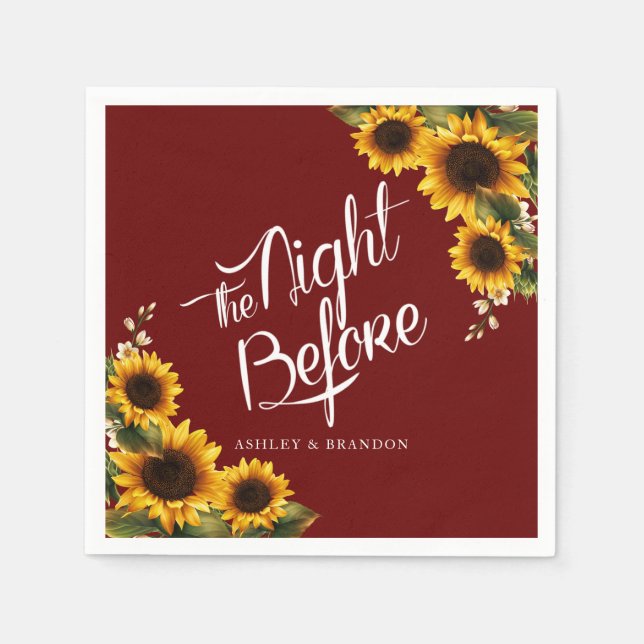 Eleganta solrosor kvällen före servett (Framsidan)