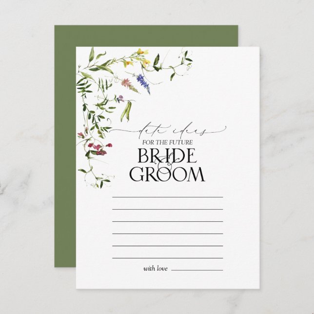 Eleganta sommarvilda blommor akvarell datumidéer vykort (Fram/baksida)