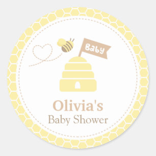 Eleganta söta humlor baby shower-etiketter runt klistermärke