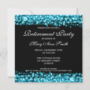 Eleganta Sparkles för pensionpartyturkos Inbjudningar