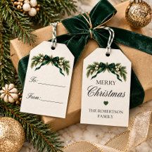 Eleganta ständigt gröna personliga julklappsbricko