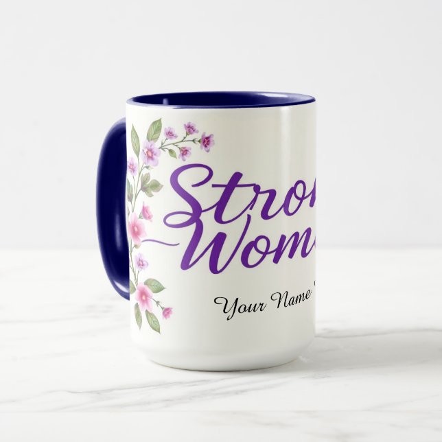 Eleganta Starka Kvinnor Lila Skrift Blommig Mugg (Framsida vänster)