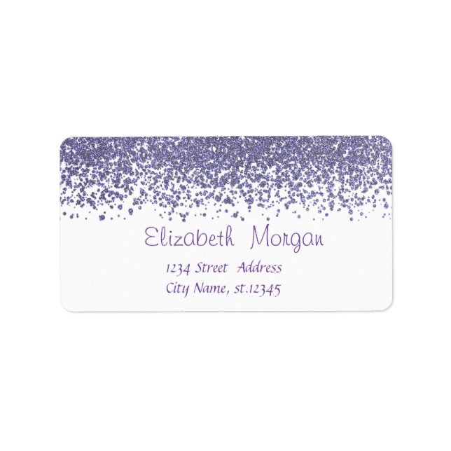 Eleganta Stila Lila Diamanter Adressetikett (Framsidan)