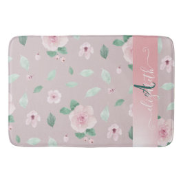 Eleganta Stilmässiga Akvarellblommor Monogram Badrumsmatta