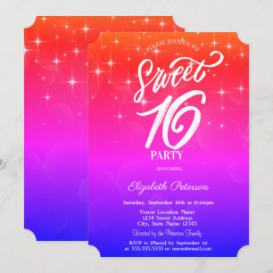 Eleganta stjärnor Ombre Sweet 16 Inbjudningar