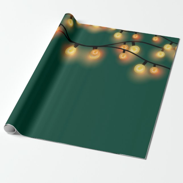 Eleganta strängljus grön semester presentpapper (Utrullad)