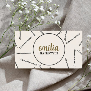 Eleganta Stylfulla Beige Svarta Hårnålar Salong Visitkort