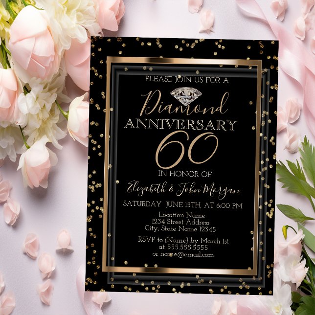Eleganta Styliga Diamanter, Ram Bröllopsjubileum Inbjudningar (Skapare uppladdad)
