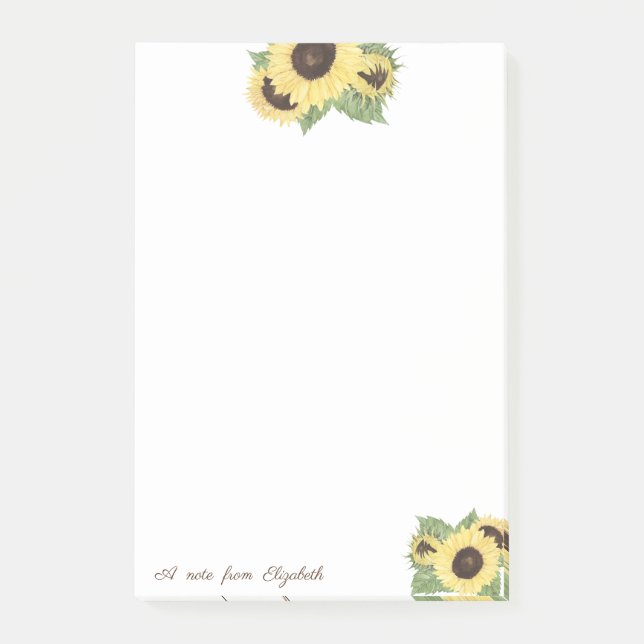 Eleganta Styliga Solrosor Post-it Block (Framsida)