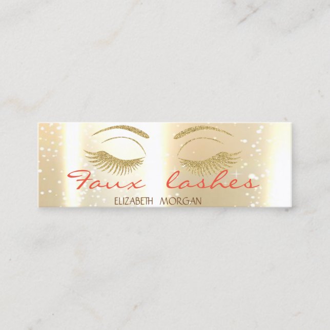 Eleganta Styliska Moderna Blankt Guld, Falska Ögon Mini Visitkort (Framsida)