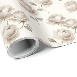 Eleganta svampbeige trädgårdsrosor på elfenben presentpapper