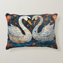 Eleganta svanar i sirliga blomsterarrangemang prydnadskudde