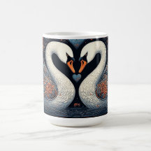 Eleganta svanar vid utsmyckade blommönster