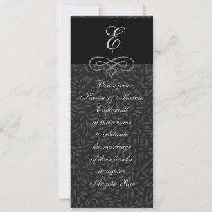 Eleganta svart & vit monogram-inbjudan inbjudningar
