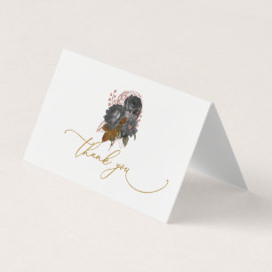 Eleganta svarta blommor tackkort visitkort