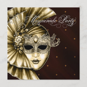 Eleganta svarta guldfärgad maskeradfest-inbjudning inbjudningar