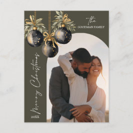 Eleganta svarta guldförgyllda ornament valv fotogr helg vykort