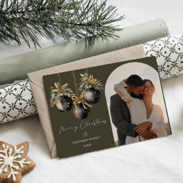 Eleganta svarta guldsmycken Båge Foto Högtid Helg Vykort