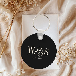 Eleganta svarta initiala brudpar nyckelring