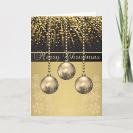 Eleganta svarta, oäkta guld julgranskulor snöfling helgkort