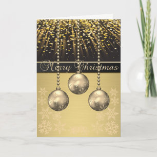 Eleganta svarta, oäkta guld julgranskulor snöfling helgkort