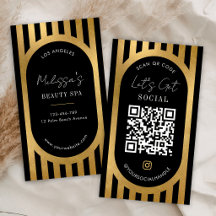 Eleganta svarta och guld ränder Social Media QR-ko