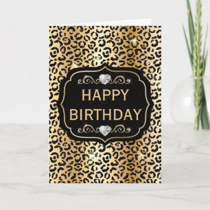 Eleganta svarta och gyllene glitter leopardfläckar kort