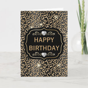 Eleganta svarta och gyllene glitter leopardfläckar kort