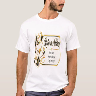 Eleganta svarta och gyllene returadressetiketter t shirt