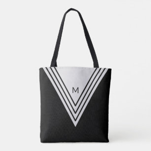 Eleganta svarta och silvergrå geometriska former tygkasse