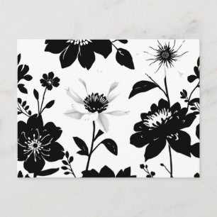 Eleganta svarta och vita botaniska silhuetter vykort