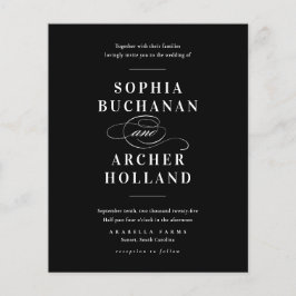 Eleganta svarta och vita bröllopsinbjudningar på b