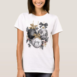 Eleganta svarta och vita juldekorationer t shirt