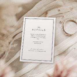 Eleganta svarta och vita minimalistiska bröllopsde tilläggskort