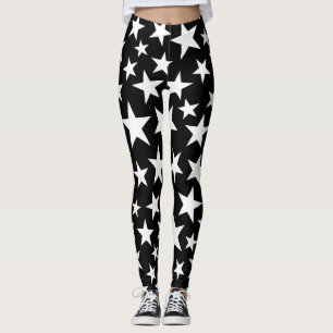 Eleganta svarta och vita stjärnor Leggings