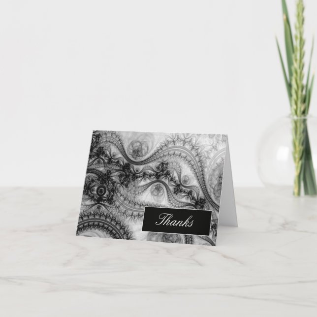 Eleganta svarta och vita tackkort (Framsida)