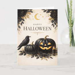Eleganta svarta pumpor gotisk Halloween Kort