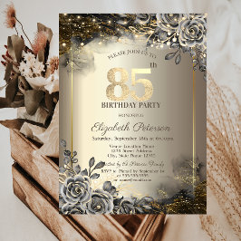 Eleganta Svarta Rosor, Strängljus 85-årsdag Inbjudningar
