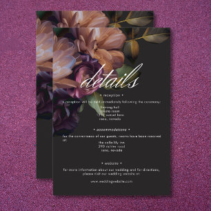 Eleganta svarta stämningsfulla blomdetails till br tilläggskort