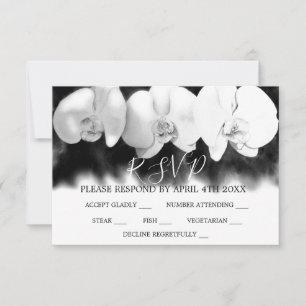 Eleganta svarta vita akvarellorkidéer RSVP OSA Kort