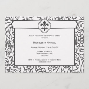 Eleganta svarta vita Fleur de Lis-eventinbjudninga Inbjudningar