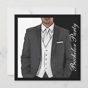 Eleganta svarta vita smoking svensexa inbjudningar