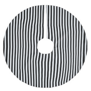 Eleganta svartvita moderna randar julgransmatta borstad polyester