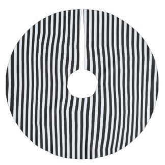 Eleganta svartvita moderna randar julgransmatta borstad polyester