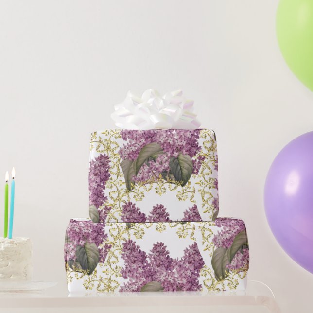 Eleganta syren med guldfiligran blommor  presentpapper (Festgåvor)