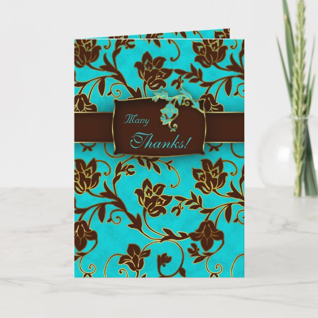 Eleganta tackkort Guld Blommig BB (Framsida)