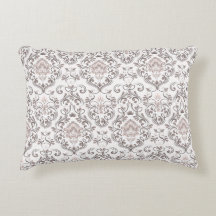 Eleganta Taupe & Grå Damask Kuddvar | Klassisk